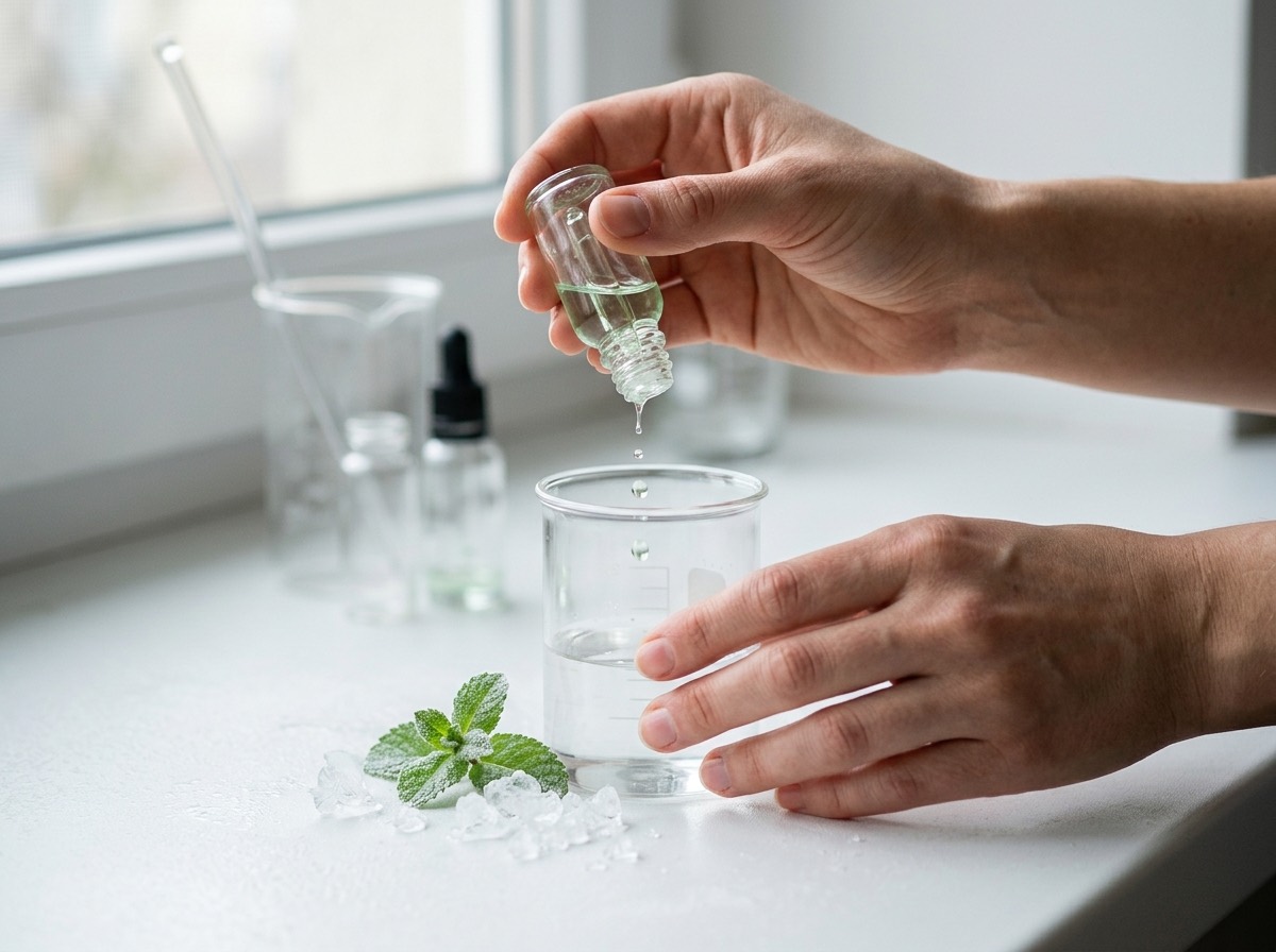 Dosering af kølig aroma i mixing-beaker