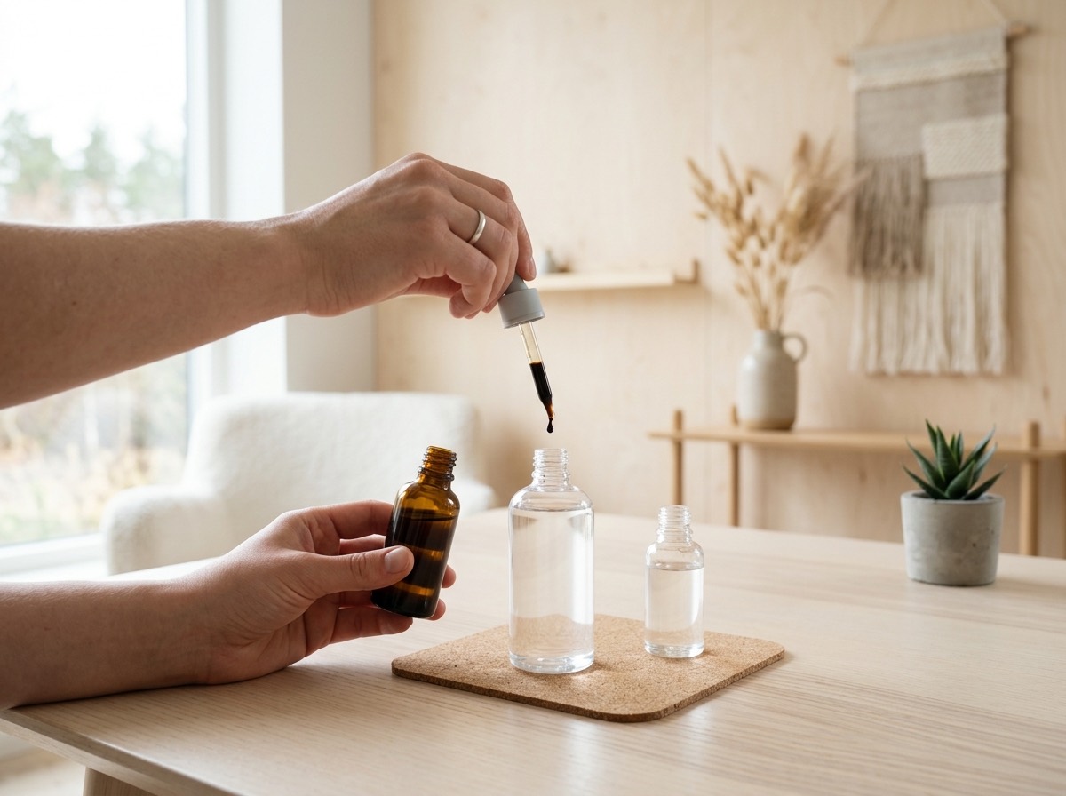 Bland selv e-væske med Notes of Norliq aroma: hænder og flasker