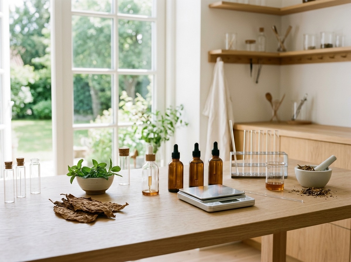 Notes of Norliq aromaflasker i lyst nordisk trærum