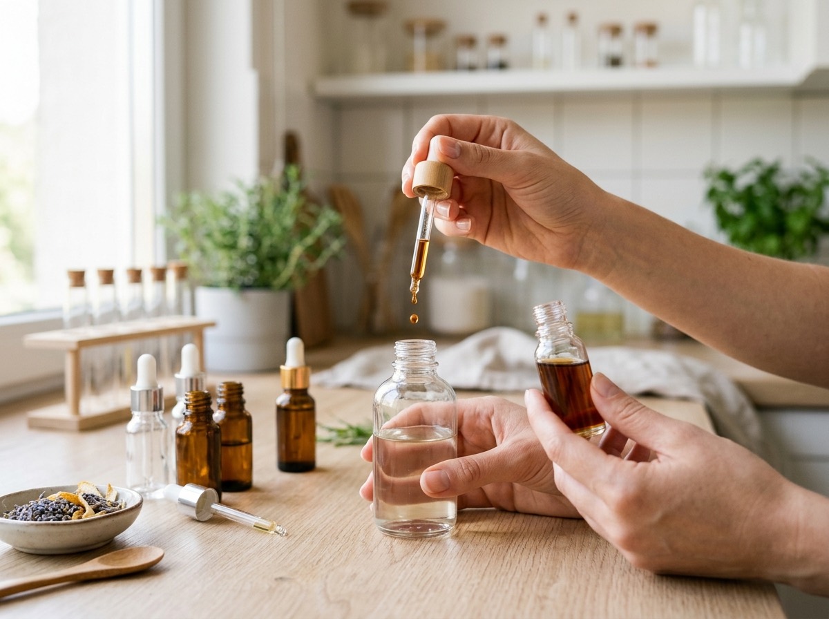 Hænder der doserer aroma med pipette til bland selv e-væske